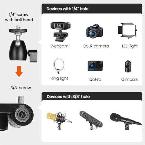 TARION Modular Desktop Camera Mount - 19"/48 cm DSLR Desk Arm with 1/4" Screw Ballhead 360 Degrees Adjustable - Compatible with 35 mm Rods - Titanrig Arm Z - size: Arm Z (Camera)