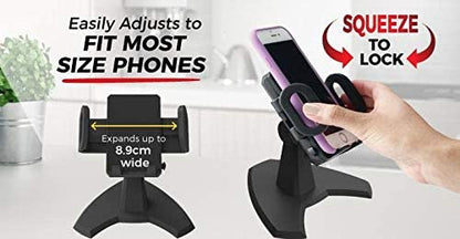 Desk Call by Cup Call Desktop Phone Mount - View Your Cell Phone at Any Angle - Fully Adjustable Phone Stand Great for Video Chatting - Tilts & Rotates for Easy Viewing - Easy Phone Charging Access