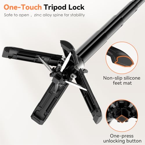 CloudValley Magnetic Mini Selfie Stick Tripod, 4-in-1 Pocket Size Phone Tripod with 360° Rotation, Choice Rechargeable Bluetooth Remote, Foldable Handle Grip, Compatible with MagSafe iPhone - style: No Light