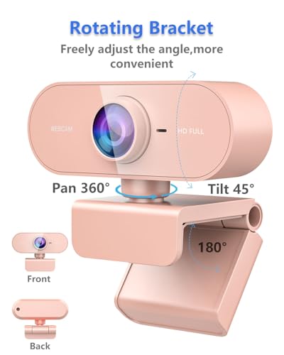 Webcam for PC&1080P HD Web Cam,Webcam with Microphone,Stand for PC/MAC/Laptop/Desktop,Wide Angle Web Cameras for YouTube,Skype,Zoom,Xbox One,Video Calling,Studying Pink - color: Pink -PC, style: 1080p webcam