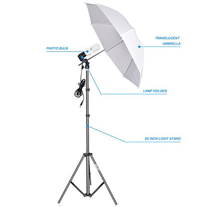 EMART Photography Umbrella Lighting Kit, 200W 5500K Photo Portrait Continuous Reflector Lights for Camera Video Studio Shooting Daylight (1 Pack) - size: 1 Pack