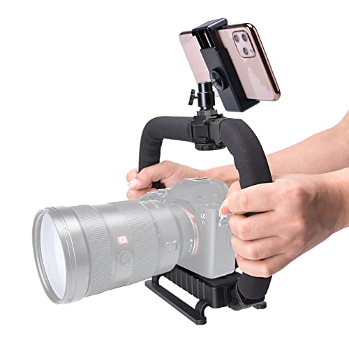 3-Shoe DSLR/Mirrorless/Action Camera Camcorder Phone Stabilizer Expansion Cage Mount Moviemaking Holder Rig YouTube Tiktok Vlogging Video Kit Compatible with GoPro Canon Nikon Sony iPhone Android