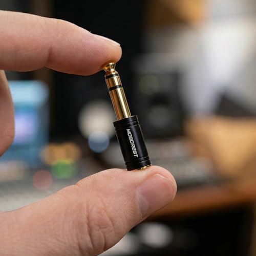 MOBOREST 1/4" to 3.5mm (1/8 in) Audio Adapter TRS Headphones Jack Converter | Hi-Fi Stereo 6.35mm to 3.5mm Audio Jack Adapter Gold Plated for Electric Guitar, Piano, Amplifier, Mixer, Studio Mon-2PCSitor - color: 2BLACK