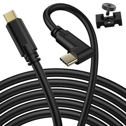Jelanry Camera Tether Cable USB C to USB C 90° Right Angle, for Power Delivery, 5Gbps Data Transfer, Charging Between Camera & Computer+ Tethering Cable Lock Clamp for Sony Canon Nikon, 16.4 feet 5m - size: Straight+Elbow
