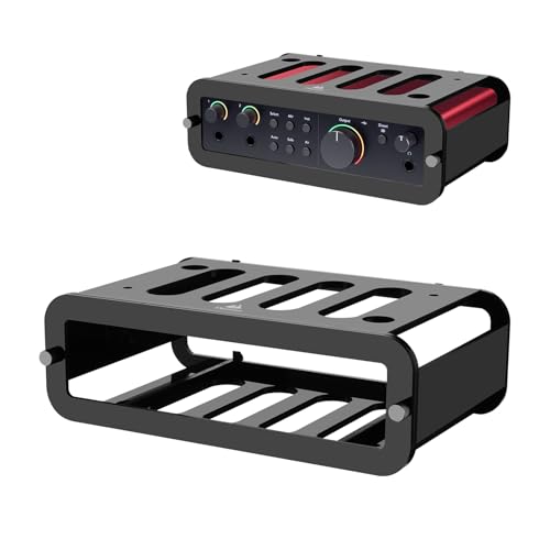 Under Desk Holder for Scarlett 2i2 4th Gen, Acrylic Wall Mount Desktop Stand Organizer Station Table Stand for Audio Interface Recording (Black) - color: Black