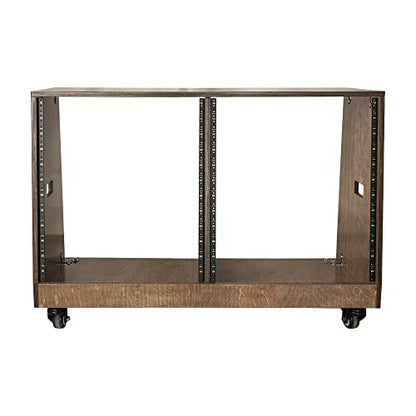 Sound Town DIY 2 x 12U Slanted Studio Rack with Solid Baltic Birch Plywood, Casters, weathered brown for Recording Room, Home Studio (SDRK-D12TB) - size: 2 x 12U, Weathered Brown