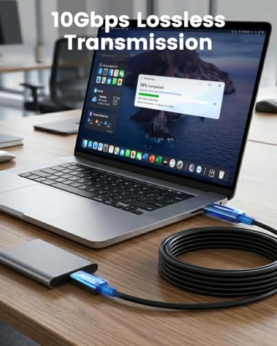USB C Fiber Optic Cable 65 FT, 10Gbps Active Long USB C Cable with German SiliconLine Chip, USB 3.2 Gen2 Long Distance Zero Data Loss for Webcam,4K Camera,VR,Video Conference,Industrial System - size: 65FT