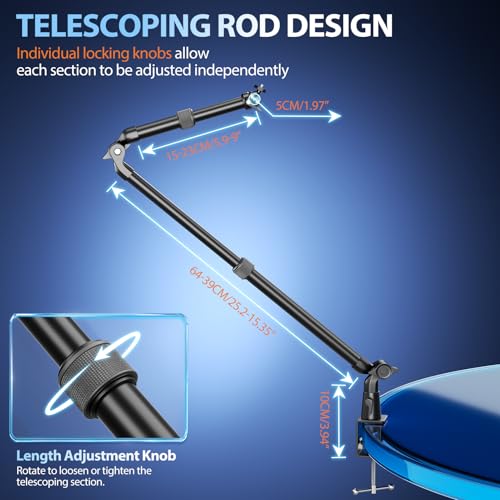 EMART Overhead Camera Mount with Serrated Bite Magic Arm,40-in Camera Desk Mount with 1/4" Ball Head for Cameras DSLR Phone,Holder Stand for Live Streaming/Photo Video Shooting