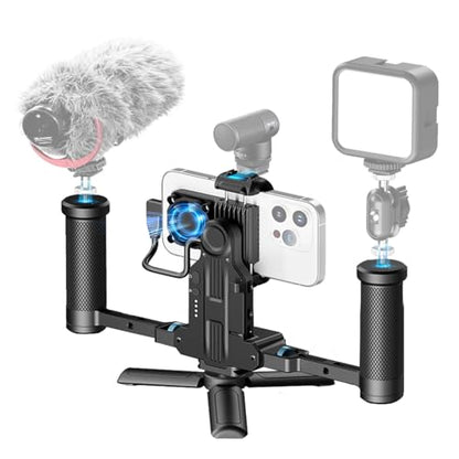 Feiyu Phone Video Rig Pro for iPhone 17/16/15 Pro & Pro Max – ProRes 4K Cage with Active Cooling, 1300mAh Battery, USB-C Expansion – Professional Smartphone Video Rig for Filmmaking & Vlogging