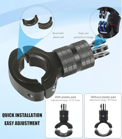 Niewalda Aluminum Bike/Motorcycle Handlebar Mount for GoPro, AKASO Campark and Other Action Cameras, 360 Degrees Rotary Motorcycle Camera Mount Upgrade - size: 360 degree rotating Handlebar Mount