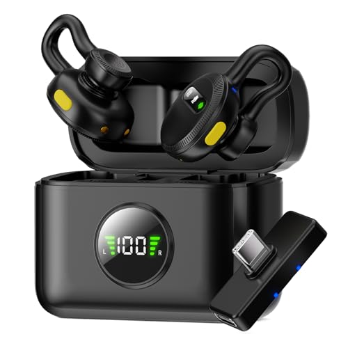 Tisino mini Wireless Lavalier Microphone for iPhone 15,16/Android/Tablets/PC with USB C Plug, Noise Reduction Clip-on Lapel Mic with Charging Case for YouTube, TikTok, Vlog, Podcast, Interview - color: Black