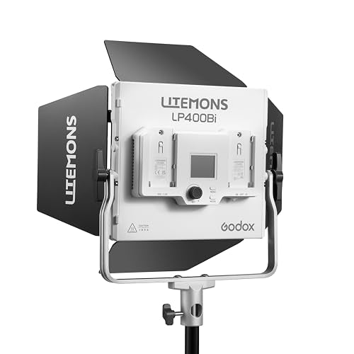 Godox Litemons Bi-Color LED Light Panel for Video & Photography, 36W Output, 2800–6500K CCT, CRI 96, Bluetooth App Control, NP-F Battery Power, Barndoors & Carry Case (LP400Bi)