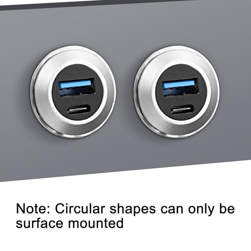 XMSJSIY USB 3.0 Type-C Panel Threaded Fixed Mount Coupler Adapter USB A/Type C 20V 3A 60W Female to Female with Anti-loosening Gasket Chassis Panel Mount Socket Connector Data Transfer (Round) - style: Round