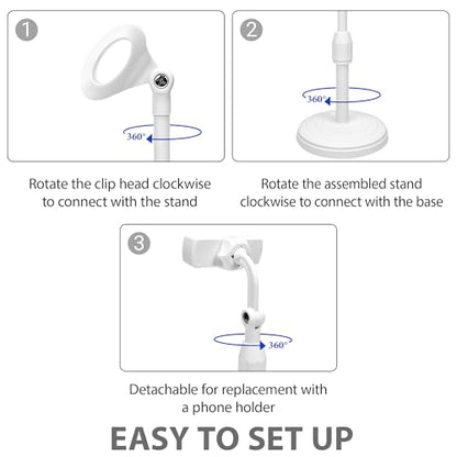 Musiin Microphone Stand, Desktop Mic Stand with Phone Holder Replacement Head, Adjustable Height, Suitable for Studio, Live Streaming, Podcast, and Online Meetings