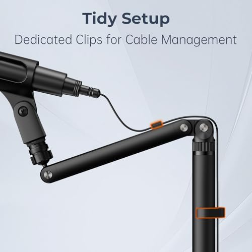 Desktop Microphone Stand, Adjustable Mounting Arm with Multiple Threads for Blue Yeti, Fifine, HyperX and More Mics, Webcams, Cameras - Ideal for Recording, Podcasting, Streaming