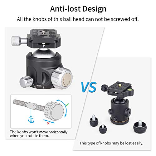 Low Profile Tripod Ball Head-INNOREL N44,Panoramic CNC Metal Camera Tripod Ball Head with Two 1/4" Screw Arca Swiss Quick Release Plates for Tripod,Monopod,DSLR,Camcorder,Max Load 55lbs/25kg - size: N44-Sliver