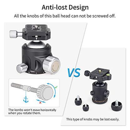 Low Profile Tripod Ball Head-INNOREL N44,Panoramic CNC Metal Camera Tripod Ball Head with Two 1/4" Screw Arca Swiss Quick Release Plates for Tripod,Monopod,DSLR,Camcorder,Max Load 55lbs/25kg - size: N44-Sliver