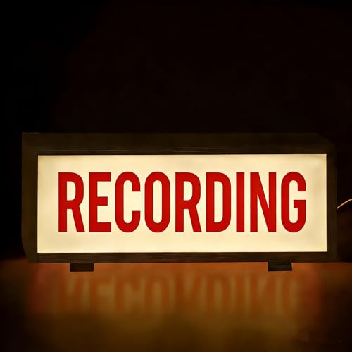 Retro RECORDING Light Sign Tabletop Vintage Studio Style LED Light Up Signs for Podcast Studio, Streaming Setup, Home Office & Game Room Record Neon Wall Decor - color: RECORDING