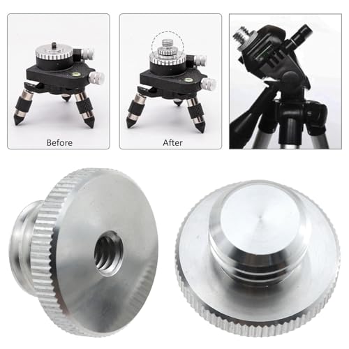 2pcs Aluminum Alloy 1/4" to 5/8" Threaded Screw Adapter for Tripod Laser Level Adapter
