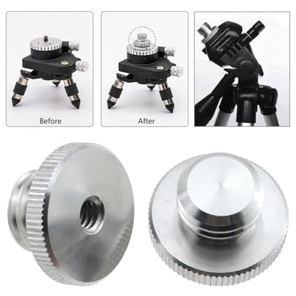 2pcs Aluminum Alloy 1/4" to 5/8" Threaded Screw Adapter for Tripod Laser Level Adapter
