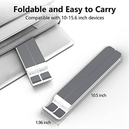 Tonmom Laptop Stand for Desk, Adjustable Laptop Riser ABS+Silicone Foldable Portable Notebook Holder, Ventilated Cooling Notebook Mount Computer Stand for 10-15.6” Laptops,Tablets-White - color: White