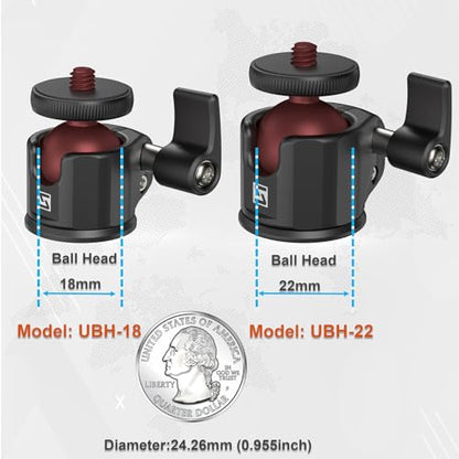 SIOTI Mini Ball Head Mount Adapter, with Hot Shoe Mont, Compatible with Monopod/Digital Card Camera/Microphone/Smart Phone/Action Camera/Flash/LCD (UM18) - color: Ultra-Mini Ball Head Combo, size: 18mm