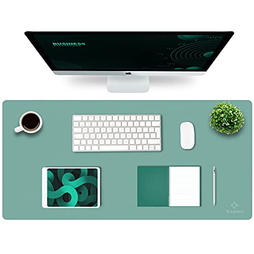K KNODEL Large Office Leather Desk Mat, Mouse and Keyboard Pad, Computer and Laptop Mat, Desktop Protector and Cover, Writing Pad and Blotter (35.4"x17", Green) - color: Green, size: 35.4" x 17"