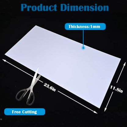 LED Light Diffuser Board Diffusion Cover Sheet Anti-Glare for Soften Ceiling Light LED Downlight, Spotlight, Led Panel, Track Light (11.8x23.6x0.039in)