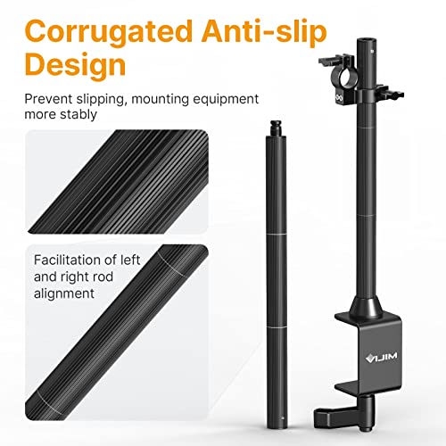 JUSMO LS15 Pro Camera Desk Mount, Aluminum Overhead Camera Mount Rig, Table Multi-Device Pole to Mount Magic Arm Clamp, DSLR, Cameras, Phone, Light, Microphone, Streaming, Studio, Max Load 22 lb