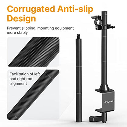 JUSMO LS15 Pro Camera Desk Mount, Aluminum Overhead Camera Mount Rig, Table Multi-Device Pole to Mount Magic Arm Clamp, DSLR, Cameras, Phone, Light, Microphone, Streaming, Studio, Max Load 22 lb