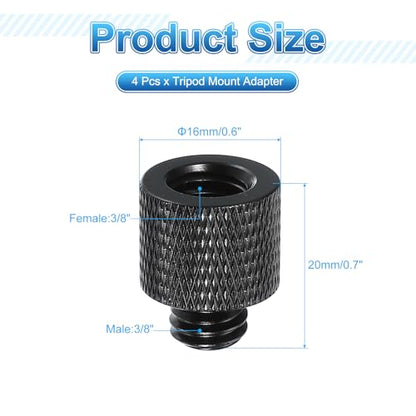 PATIKIL Tripod Screw Adapter 3/8" Male to 3/8" Female, 4 Pcs Tripod Nut Connectors Camera Mount Screw Camera Double Head Converter for Microphone Holder Magic Arms Accessories, 20 mm - size: 3/8" Male to 3/8" Female,20 mm