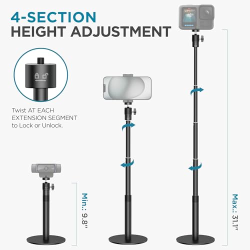 InnoGear Webcam Stand, 31" Telescopic Webcam Mount Vlogging Stick with Phone Holder Web Cam Stand for Logitech Webcam C922 C930e C920S C920 C615 C960 C920x BRIO 4K NexiGo N60, Phones, Cameras - style: Telescopic Stand