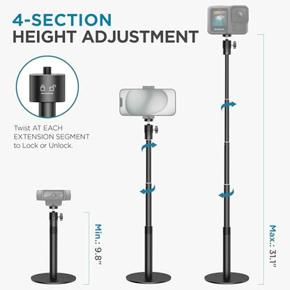 InnoGear Webcam Stand, 31" Telescopic Webcam Mount Vlogging Stick with Phone Holder Web Cam Stand for Logitech Webcam C922 C930e C920S C920 C615 C960 C920x BRIO 4K NexiGo N60, Phones, Cameras - style: Telescopic Stand