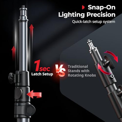 SMALLRIG 74.8"/ 6.23 ft Adjustable Light Stand Photography, Max Load 8.8 lb, Compact Lighting Tripod Stand for Softbox, Flashlights, Ring Light, LED Video Lights, COB Light, Folded Size 16.5" - 5475