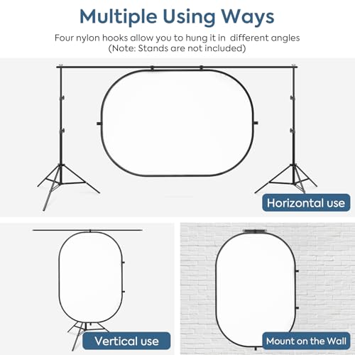 5X6.5ft Backdrop for Photography, Double Sided White Screen and Black Screen, 2 in 1 Collapsible and Reversible Background for Photography, YouTube Videos,and Live Streaming - color: Black White