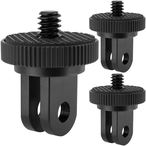 3 Pack Camera Tripod Mount Adapters, Aluminum Standard 1/4"-20 Camera Screw Converter Connectors for Insta360 and Tripod Compatible with GoPro Hero, DJI Osmo Action, AKASO, Sony