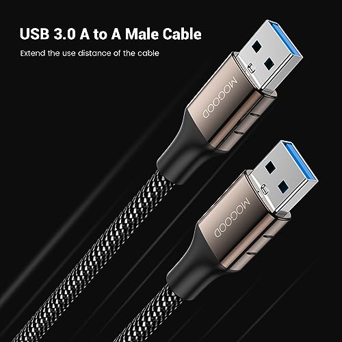 MOGOOD USB 3.0 Extension Cable - Male to Male USB A Works with Laptop, External Hard Drive, DVD Player, Television, Setup Box, SSD - size: 2M/6FT