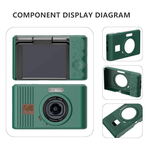 Case for Kodak PIXPRO C1 accessories,Soft Silicone Protective Case,Comes with 2 Screen Protectors and 1 Wrist Strap - Dark green - color: Dark green