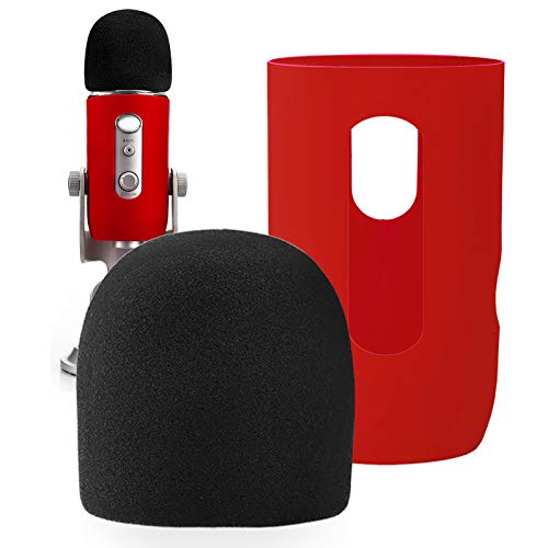 YOUSHARES Microphone Windscreen Foam - Mic Cover Pop Filter Windshield &Protector for Blue Yeti, Yeti Pro Condenser Microphones (Red) - color: Red