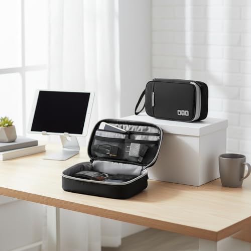 Electronic Organizer Travel Accessories Storage Bag, Portable for Hard Drives, Cables, Memory Sticks, Charger, Phone, USB, SD Cards