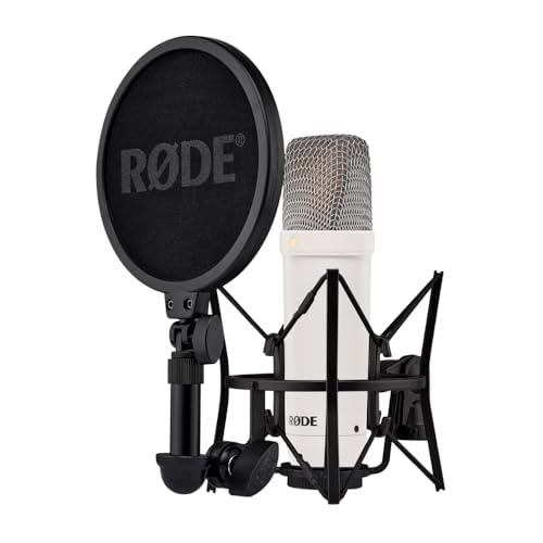 RØDE NT1 Signature Series Large-Diaphragm Condenser Microphone with Shock Mount, Pop Filter and XLR Cable for Music Production, Vocal Recording, Streaming and Podcasting (White) - color: White