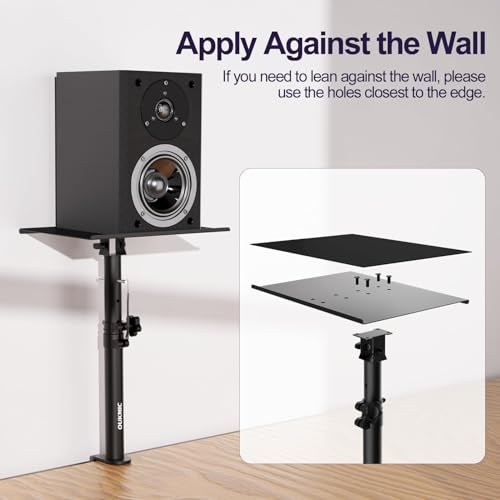 Studio Monitor Stands Clamp On Desktop Speaker Stand Pair, Heavy Duty Riser Tilt Height Adjustable, Universal Music Booth Desk Audio Mount Tray for Subwoofer Surround Sound Bookshelf Laptop