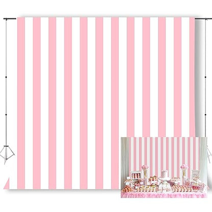 10x10ft Pink Stripes Backdrop Pink Girl Theme Backdrop Adult Lovers Artistic Portrait Background Taking Photos of Children Birthday Party Fabric KU230 - color: Pink, size: 10x10FT