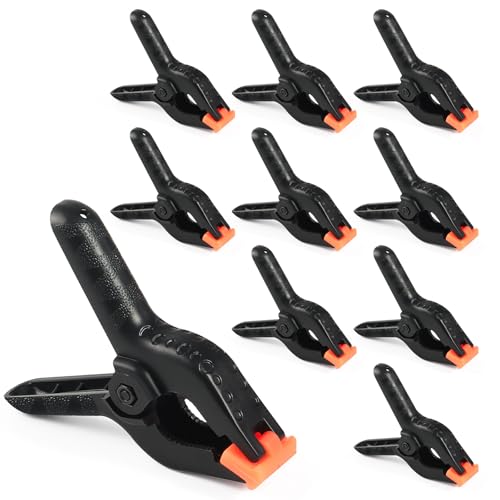 RELBRO Spring Clamps, 4.5 Inch Large Plastic Clips for Balloon Arch Backdrop Craft Decoration, Heavy Duty, Black, 10 Pcs - size: 4.5 Inch