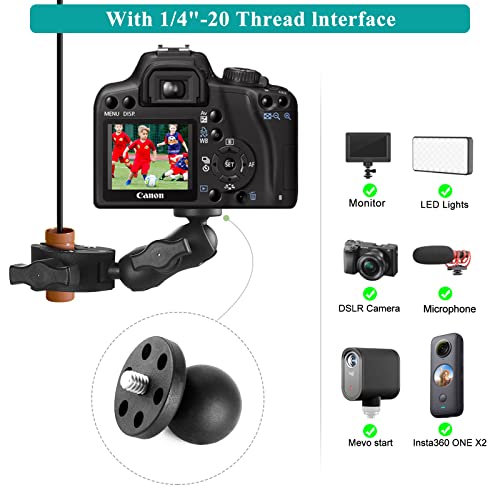 Super Double Clamp Camera Mount Chair Umbrella Clamp, with 360° Magic Arm Double Ball Head Adapter for Umbrella, Pole, Strollers, Motorcycle, Photo Studio Light Stand, Photo Boom Stand