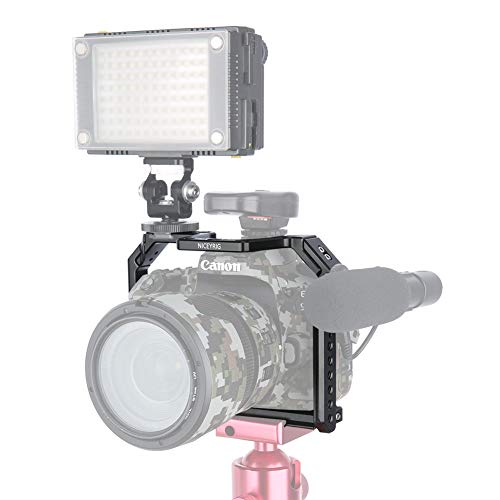 NICEYRIG Camera Cage for Canon 80D 90D 70D, with NATO Rail Cold Shoe and 1/4 3/8 Locating Hole - 371