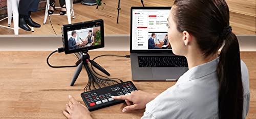 Blackmagic Design ATEM Mini Pro HDMI Live Stream Switcher Bundle with 6’ HDMI Cable, 7’ Cat5e Cable, and 5-Pack of SolidSignal Cable Ties (SWATEMMINIBPR) - style: Mini Pro