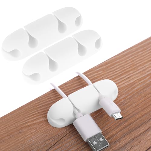 WLLHYF Cable Clips 3PCS Cord Wire Organizer Cable Management Holders 4 Hole Silicone Cable Harness USB Charging Accessory Cable Holder for Office and Home Desk - color: White