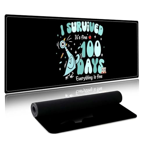 Large Survived 100 Days Desk Matt for Desktop,Cute Desk Pad Mat,Large Mouse Pad,Anti Slip Big Mousepad with Stitched Edges,Cute Desk Accessories,Keyboard Pad Mouse Mat for Computer,Work,Gaming - color: Finebird