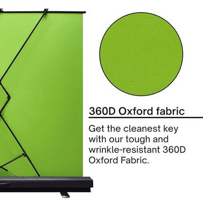 [Wide Version] Pixio Green Screen Extra Large Backdrop 78" L x 78" W - Free Standing, Portable, Collapsible, Auto-Locking Green Screen Background for Photoshoots, Filming, Streaming, TikTok, Zoom